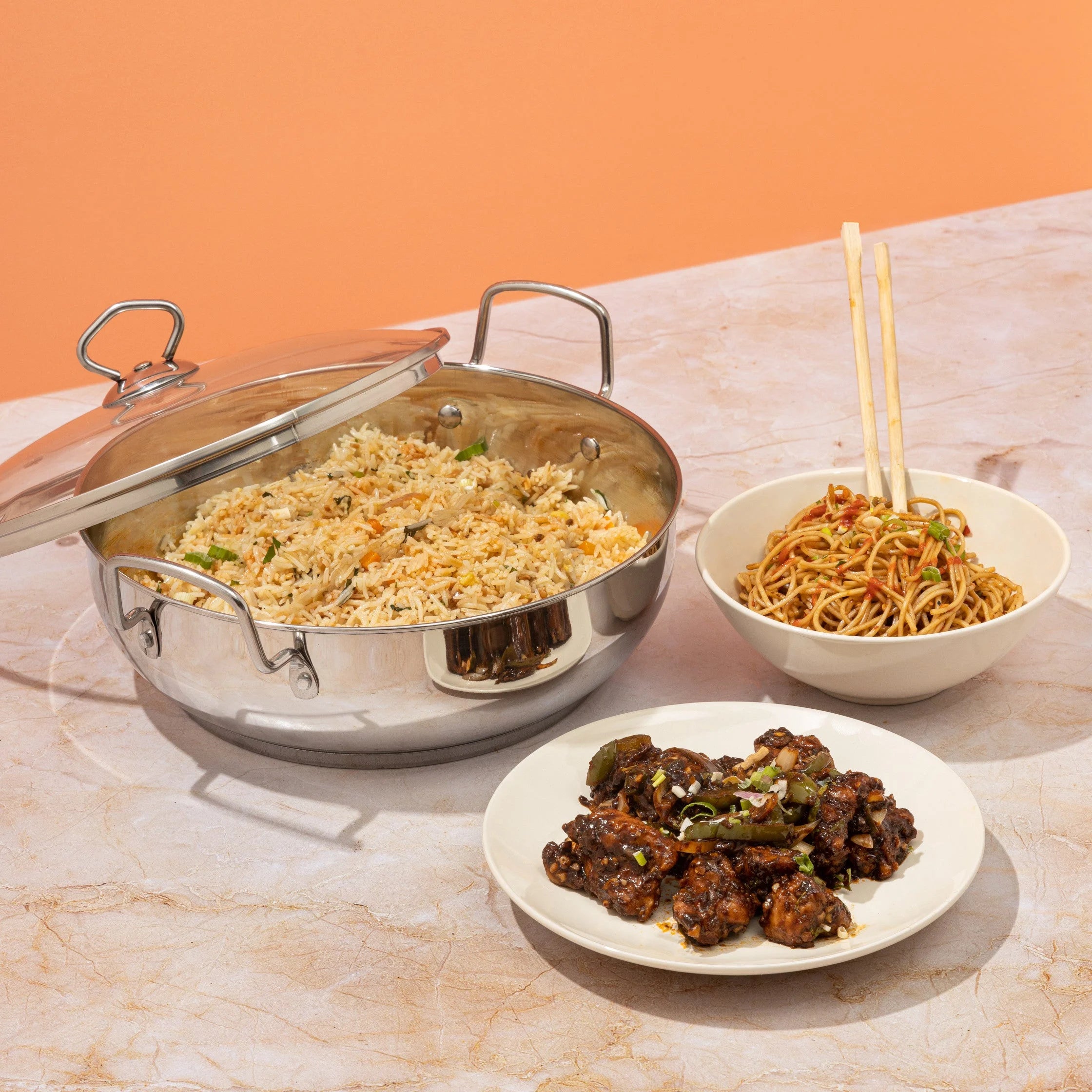 Vinod Stainless Steel Kadai with Toughened Glass Lid - SAS Bottom Induction Compatible